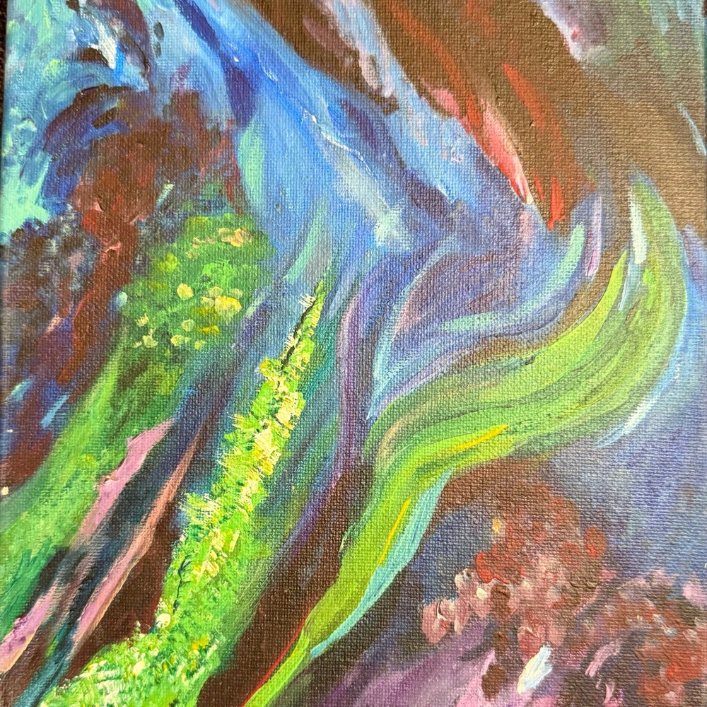 Colorful Abstract Canvas Art with Blue and Green